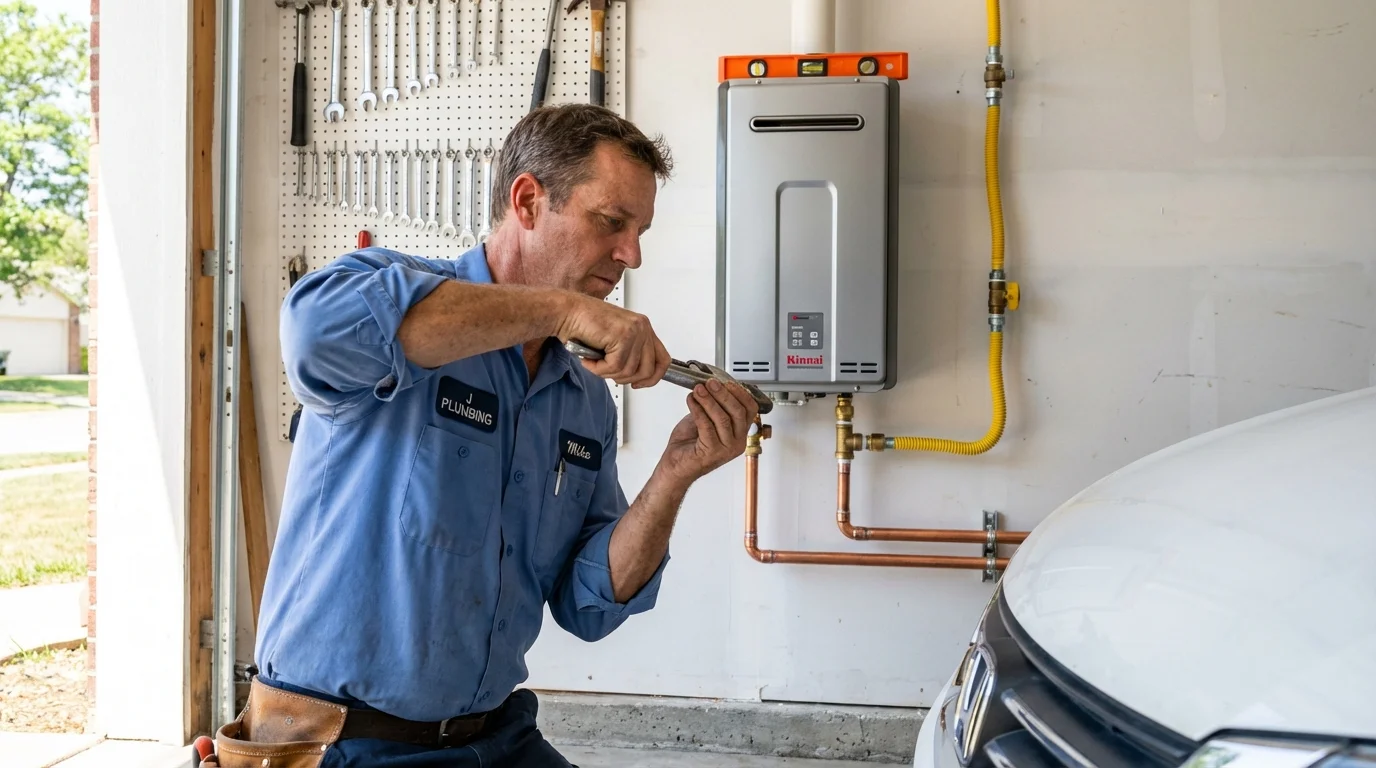 Tankless water heater installation by a Johns Plumbing LLC plumber in Ellsworth